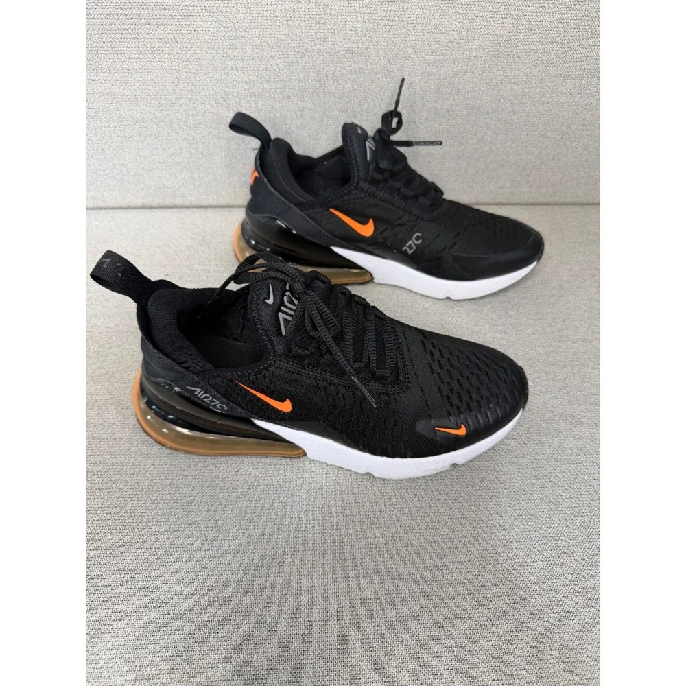 Nike Air Max 270 Black Orange DM3208-001 Kids 5Y Womens 6.5 Running Shoes